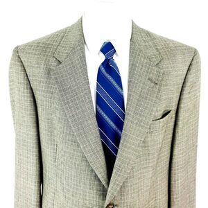 Hart Schaffer Marx Wool 2 Button Sport Coat 42R Black Tan Star Check‎